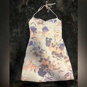 Small Sunday Best Violet Lined Halter Top Mini Dress